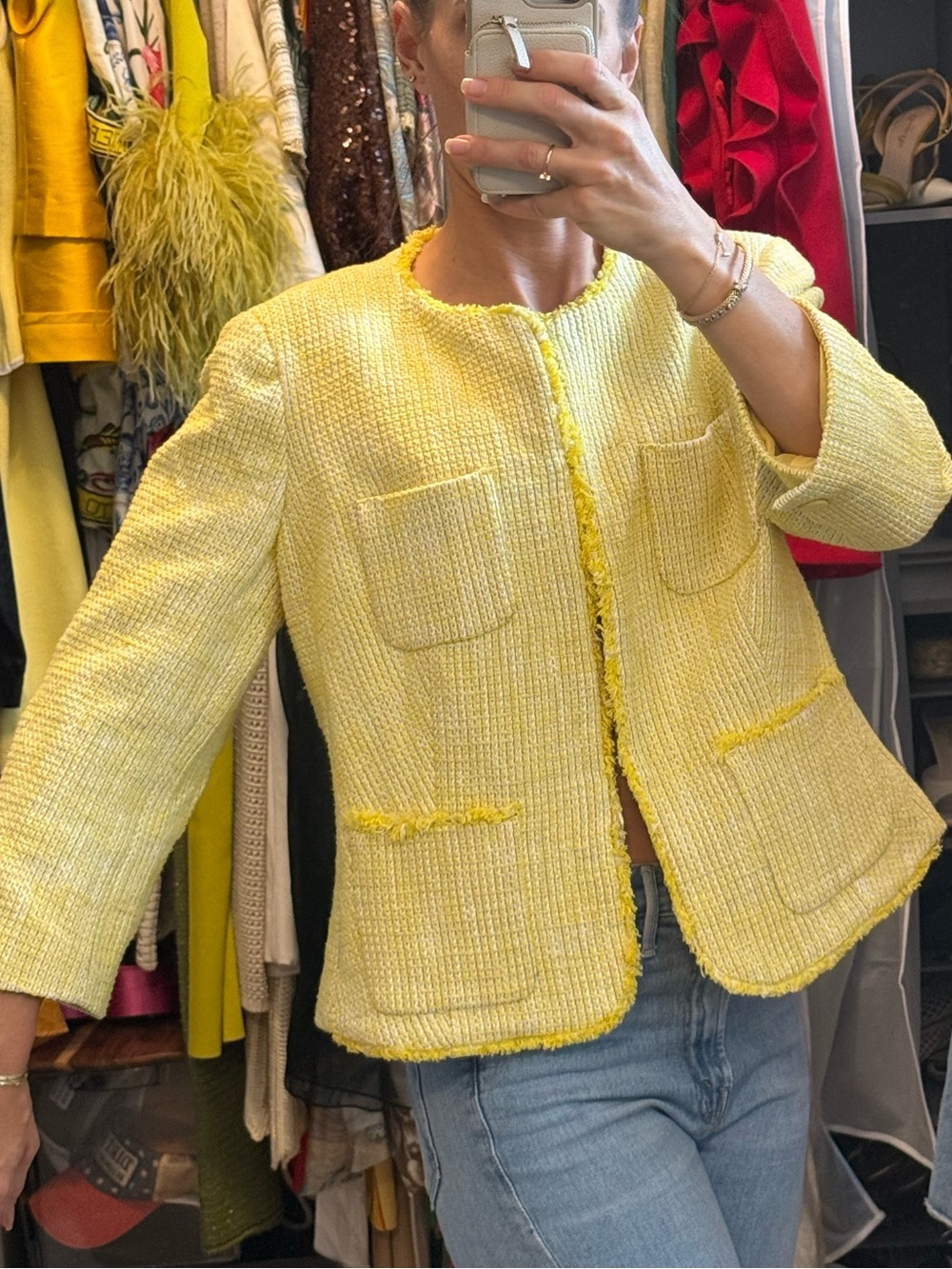 Talbots Yellow Tweed Pocket Blazer